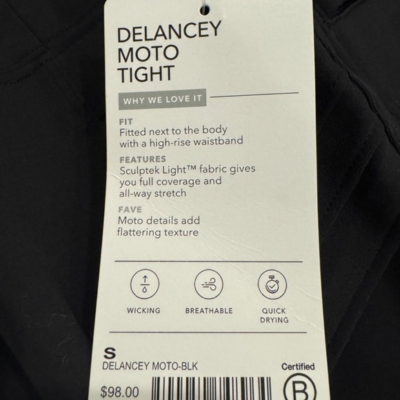 NWT Athleta MOTO Delancey Tight BLK SM - Picture 5 of 7